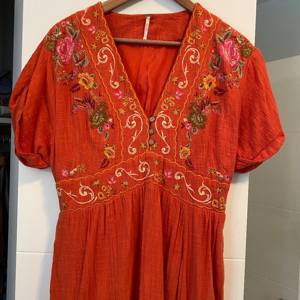 Free People long embroidered dress